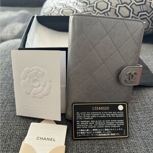 Authentic Chanel Silver Zip Pocket Wallet